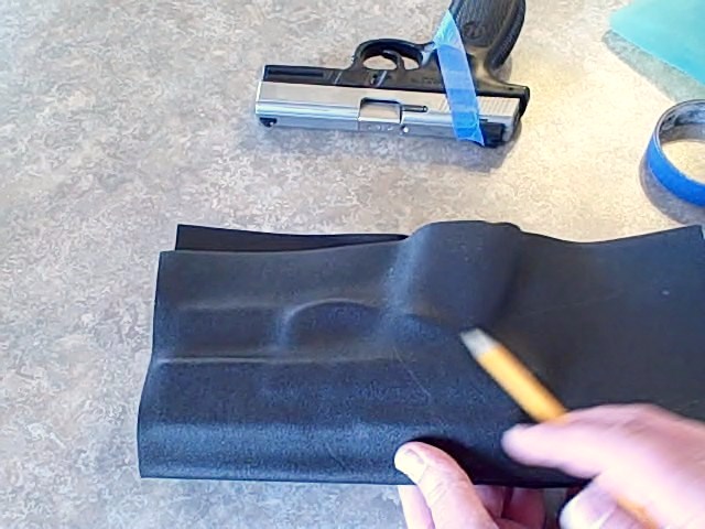 custom kydex holster drawing the belt clip line perpendicular to the cant line